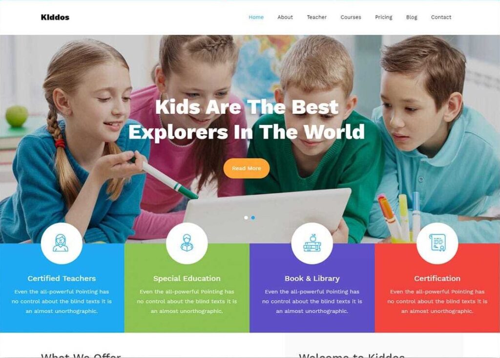 Kiddos Preschool Website UI